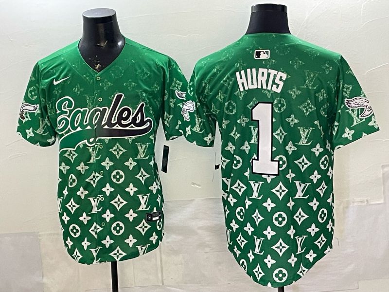 Men 2026 Philadelphia Eagles #1 Hurts Green Nike Limited NFL Jersey style 0001->philadelphia eagles->NFL Jersey